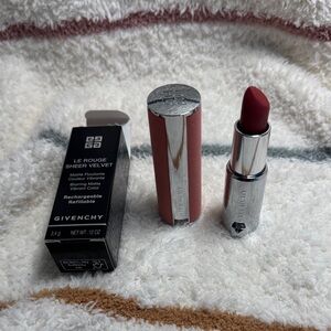 Givenchy Le Rouge Sheer Velvet Lipstick 💄 rouge infuse, # 27, swatched ones